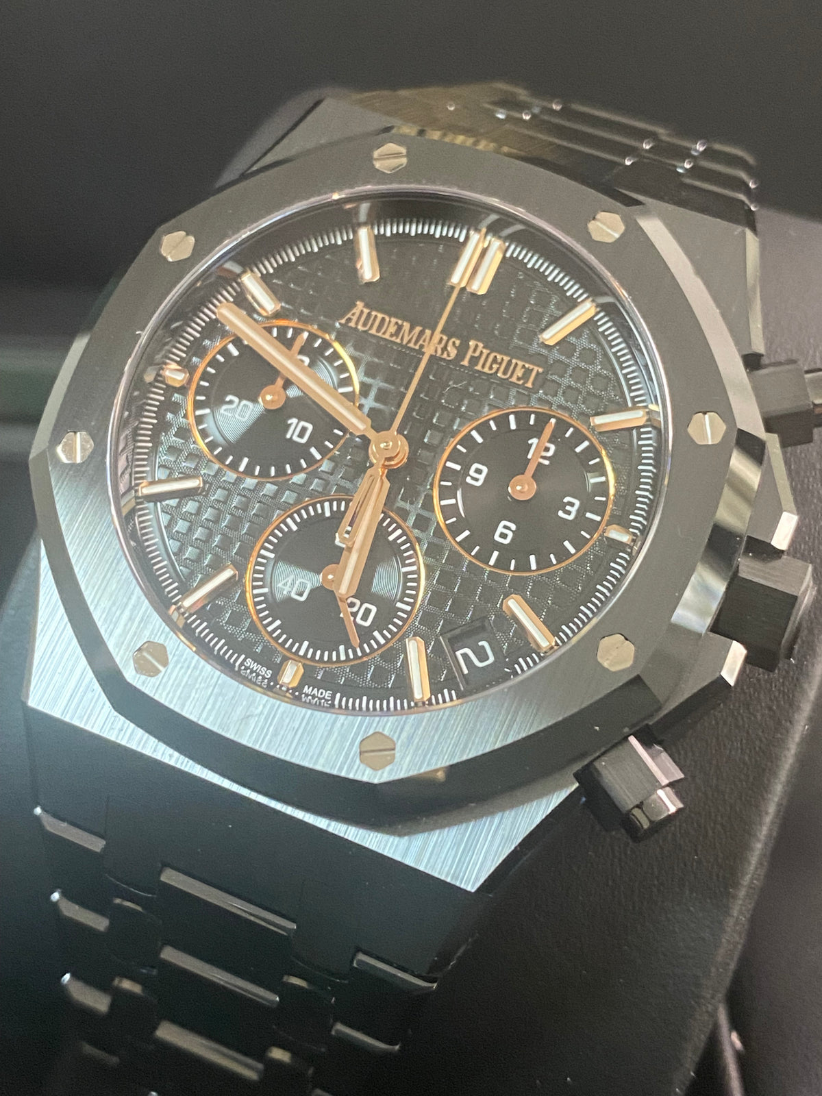 Audemars Piguet Royal Oak Chronograph Black Ceramic- 2024 - Black Grand Tapisserie Dial - 26240CE *FULL SET*