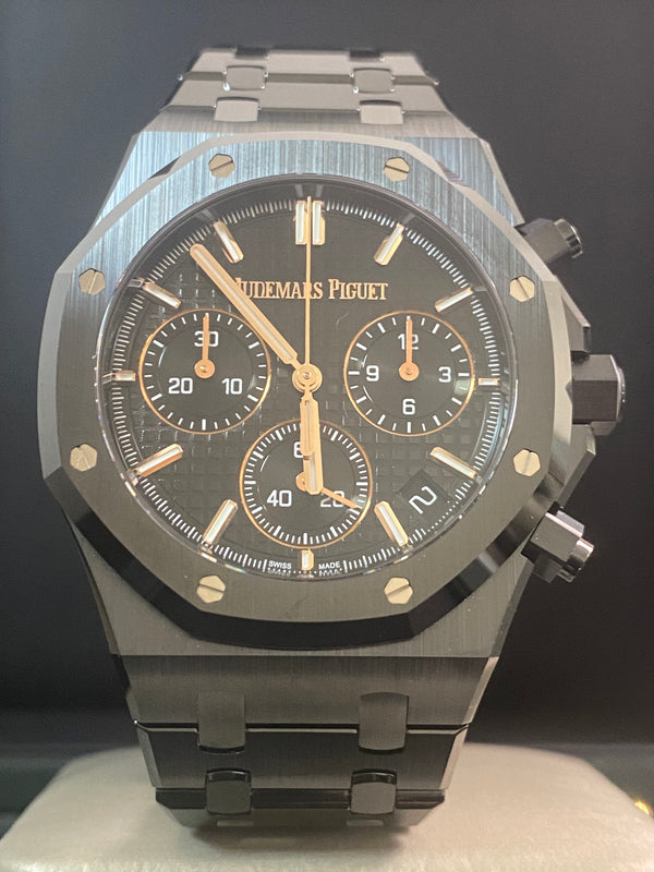 Audemars Piguet Royal Oak Chronograph Black Ceramic- 2024 - Black Grand Tapisserie Dial - 26240CE *FULL SET*