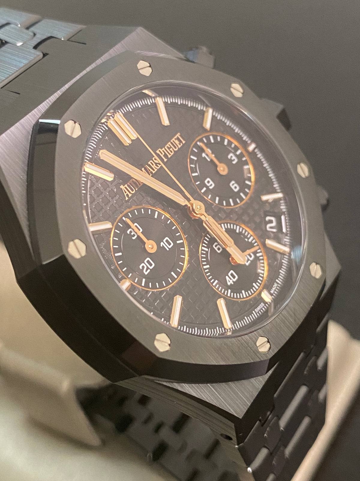 Audemars Piguet Royal Oak Chronograph Black Ceramic- 2024 - Black Grand Tapisserie Dial - 26240CE *FULL SET*