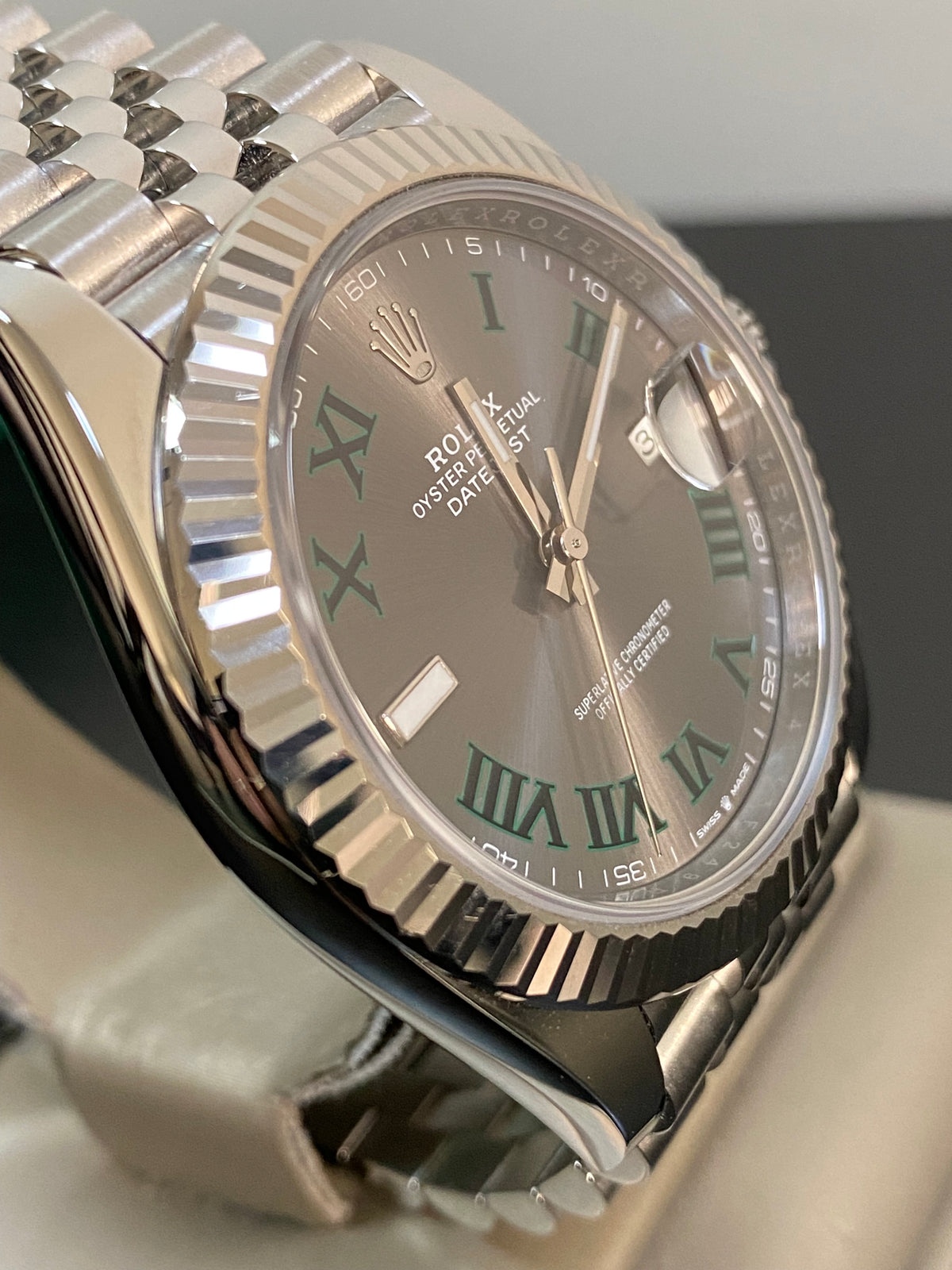 Rolex Steel and White Gold Datejust 41 - 2024 - Fluted Bezel - "Wimbledon" Dial - Jubilee Bracelet - 126334