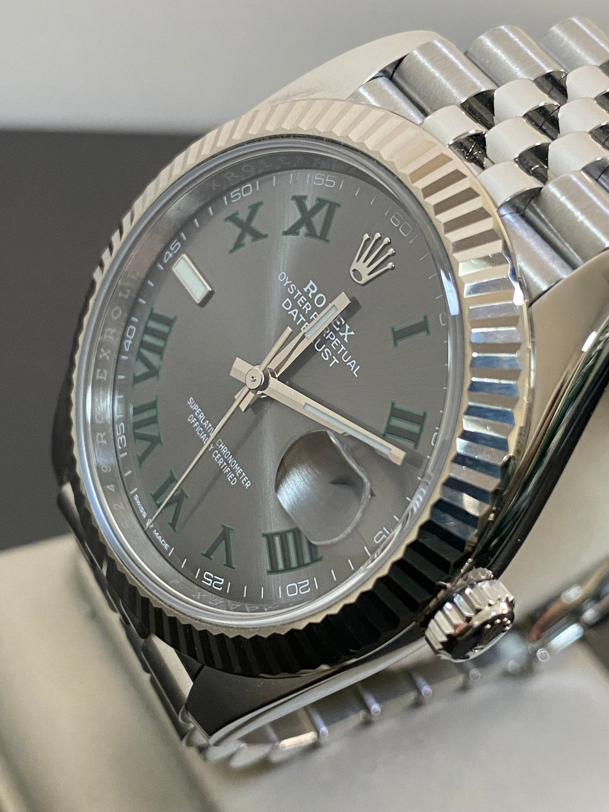 Rolex Steel and White Gold Datejust 41 - 2024 - Fluted Bezel - "Wimbledon" Dial - Jubilee Bracelet - 126334