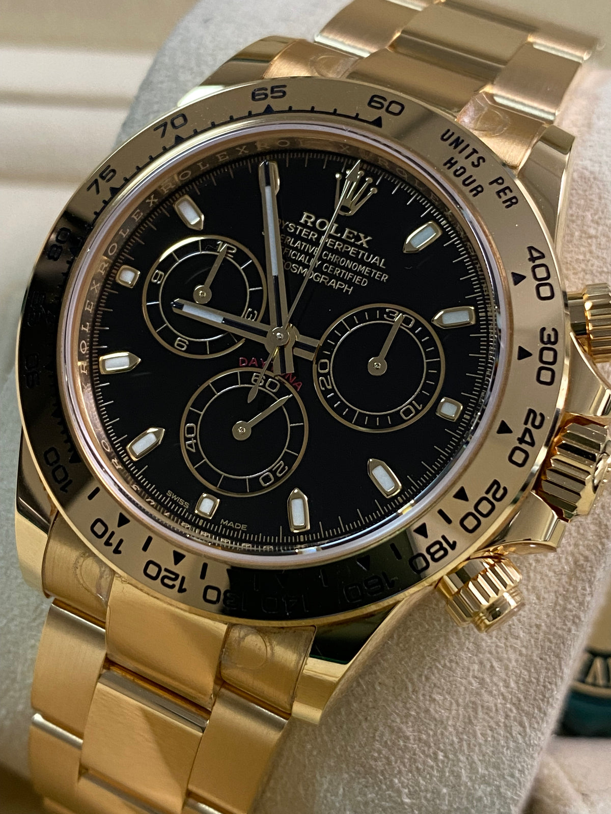 Rolex Yellow Gold Cosmograph Daytona - 2023 - Black Index Dial - 116508 *MOST STICKERS*