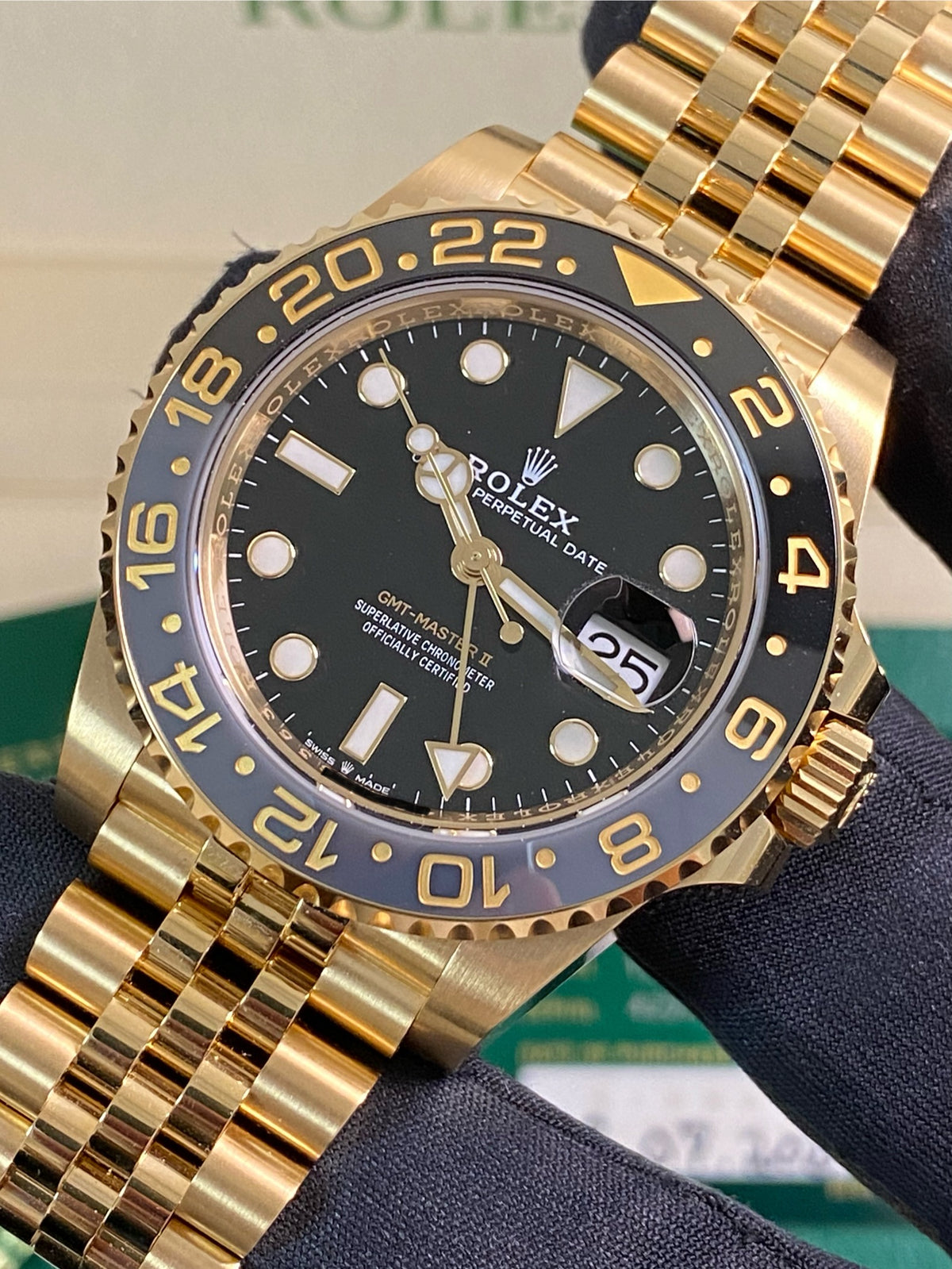 Rolex Yellow Gold GMT-Master II - 2024 - Grey and Black Bezel - Black Dial - Jubilee Bracelet - 126718GRNR *FULL SET*