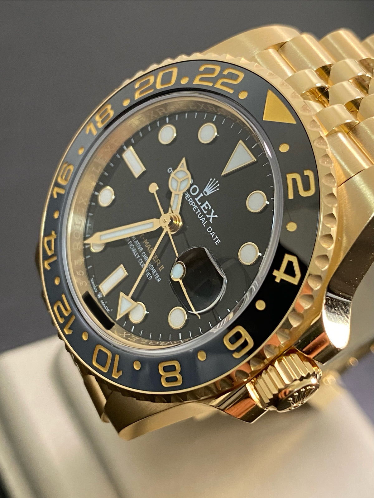 Rolex Yellow Gold GMT-Master II - 2024 - Grey and Black Bezel - Black Dial - Jubilee Bracelet - 126718GRNR *FULL SET*