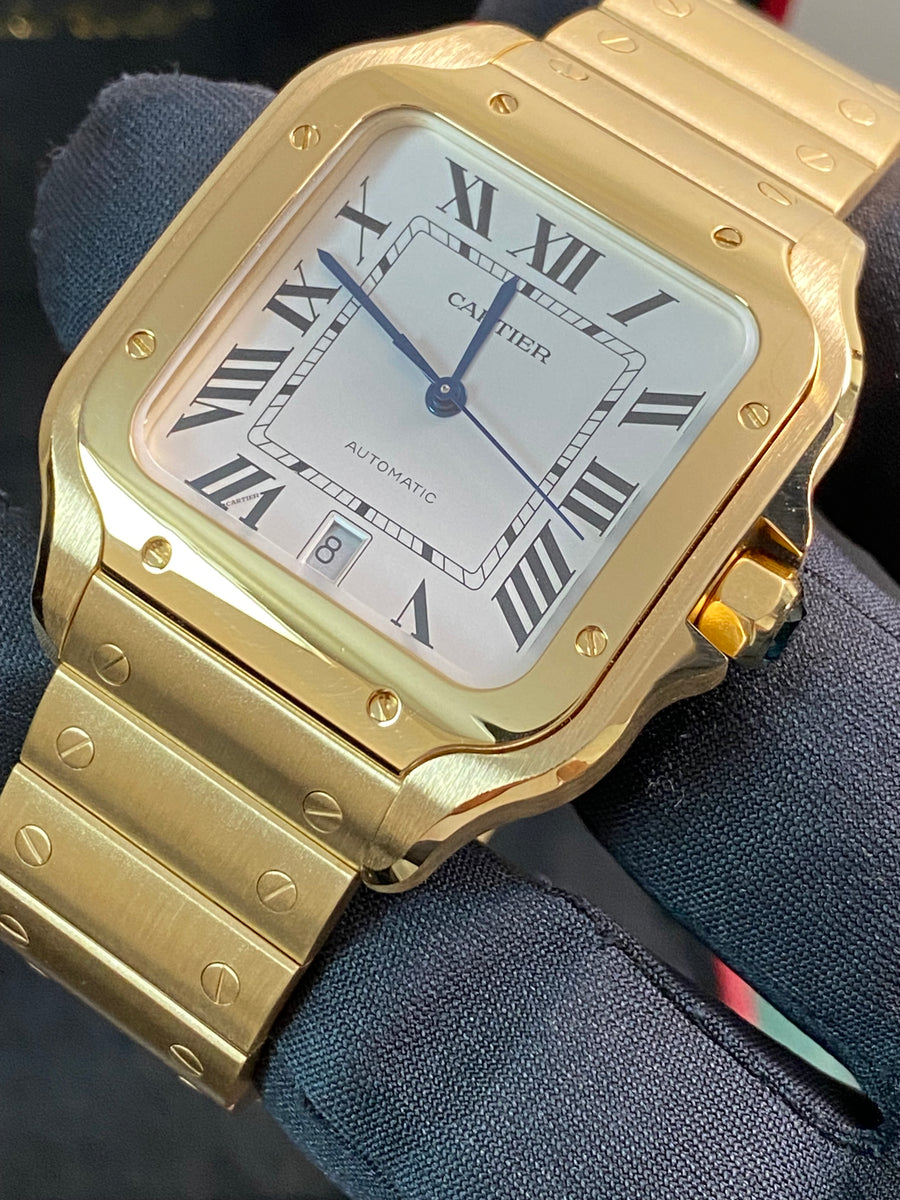 Cartier Santos Yellow Gold - White Roman Dial - Second Bracelet - WGSA0029