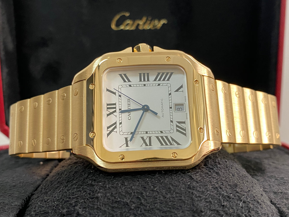 Cartier Santos Yellow Gold - White Roman Dial - Second Bracelet - WGSA0029