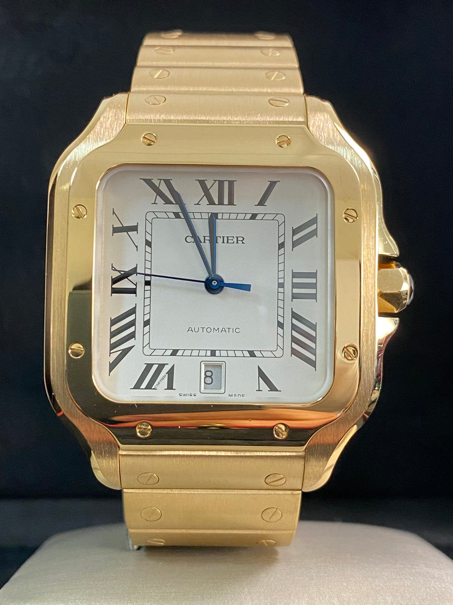 Cartier Santos Yellow Gold - White Roman Dial - Second Bracelet - WGSA0029