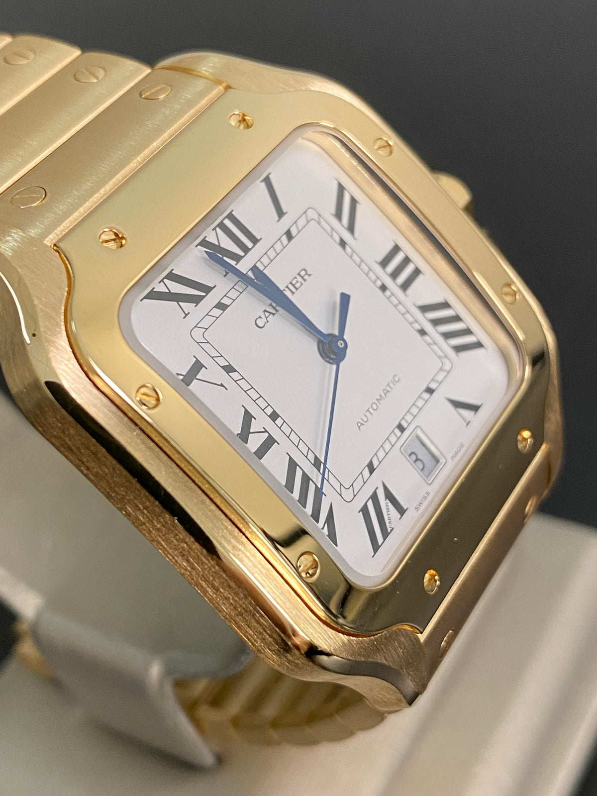 Cartier Santos Yellow Gold - White Roman Dial - Second Bracelet - WGSA0029