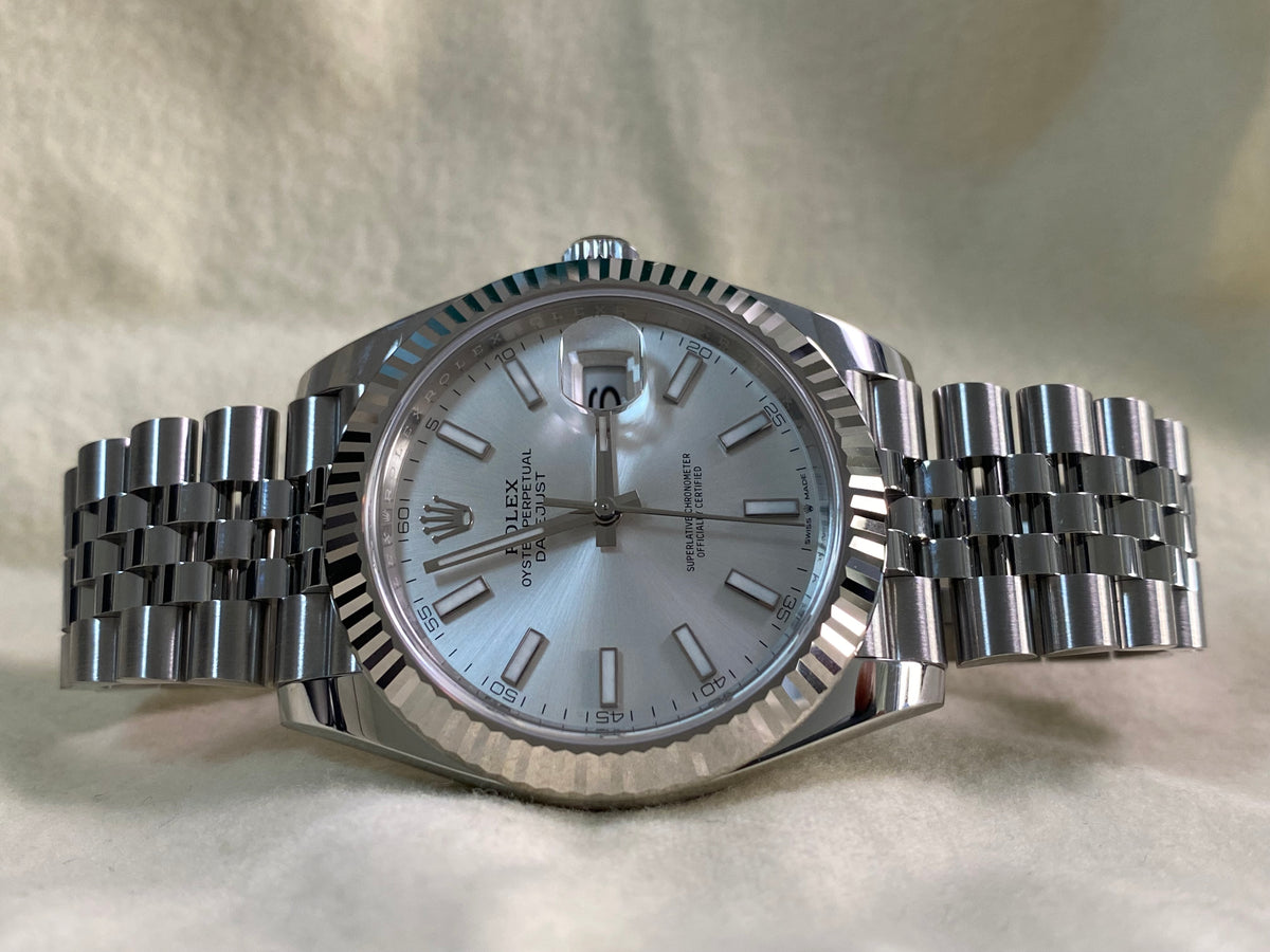 Rolex Steel and White Gold Datejust 41 - 2024 - Fluted Bezel - Silver Index Dial - Jubilee Bracelet - 126334 *FULL SET*