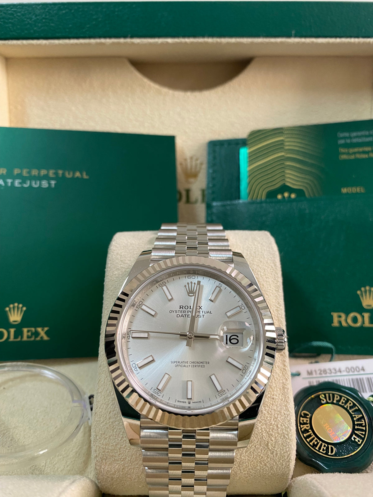 Rolex Steel and White Gold Datejust 41 - 2024 - Fluted Bezel - Silver Index Dial - Jubilee Bracelet - 126334 *FULL SET*