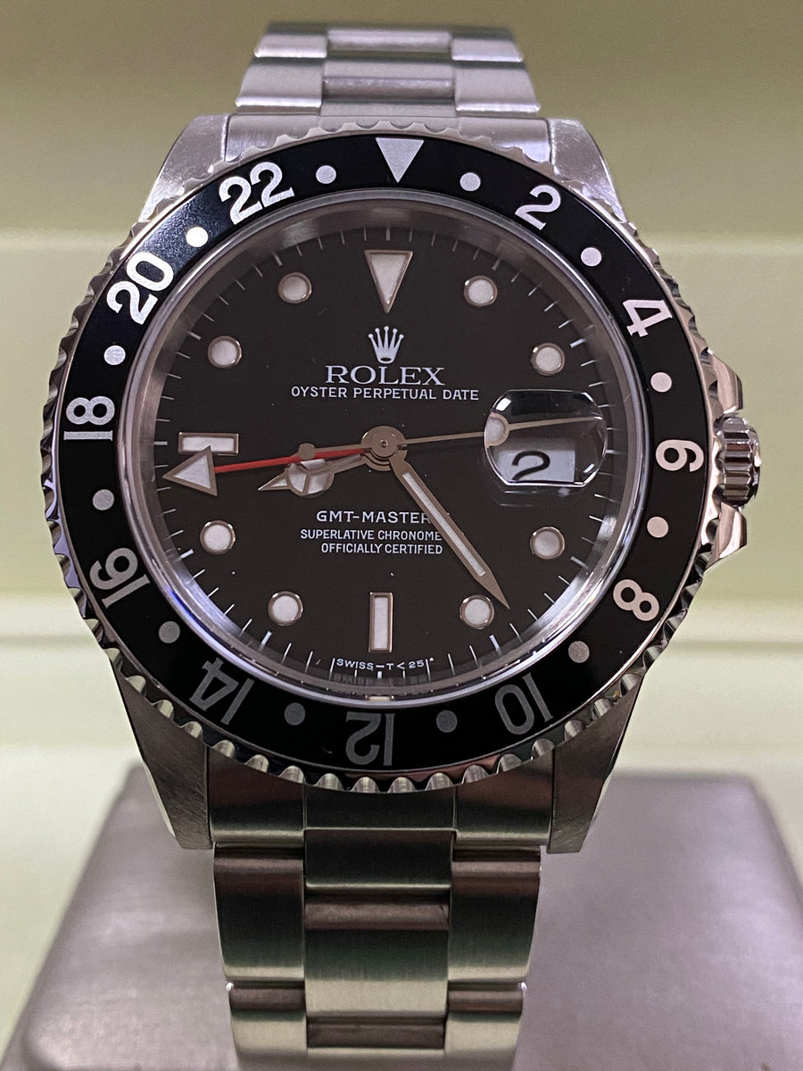 Rolex Steel GMT-Master II - U Serial - Pre Ceramic Bezel - Black Dial - Oyster Bracelet - 16710