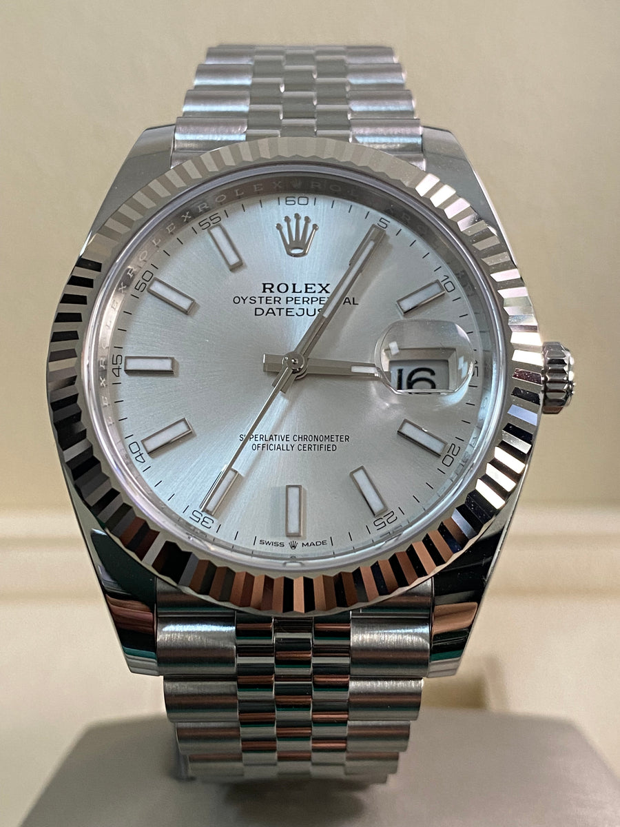 Rolex Steel and White Gold Datejust 41 - 2024 - Fluted Bezel - Silver Index Dial - Jubilee Bracelet - 126334 *FULL SET*