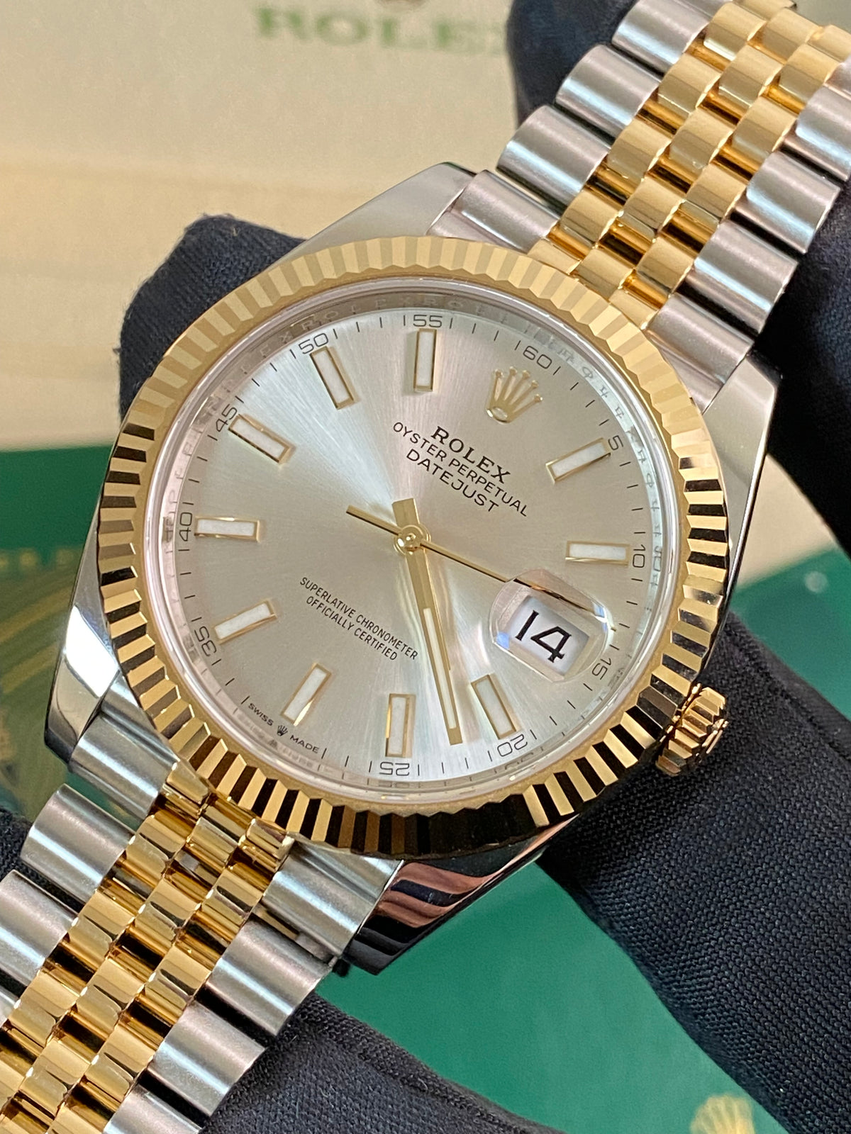 Rolex Steel and Yellow Gold Datejust 41 - 2024 - Fluted Bezel - Silver Index Dial - Jubilee Bracelet - 126333 *FULL SET*