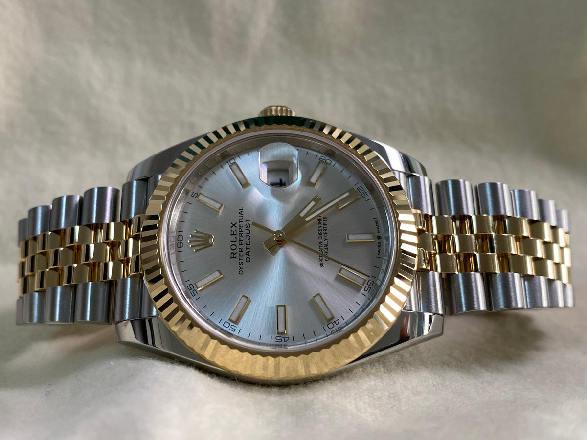 Rolex Steel and Yellow Gold Datejust 41 - 2024 - Fluted Bezel - Silver Index Dial - Jubilee Bracelet - 126333 *FULL SET*