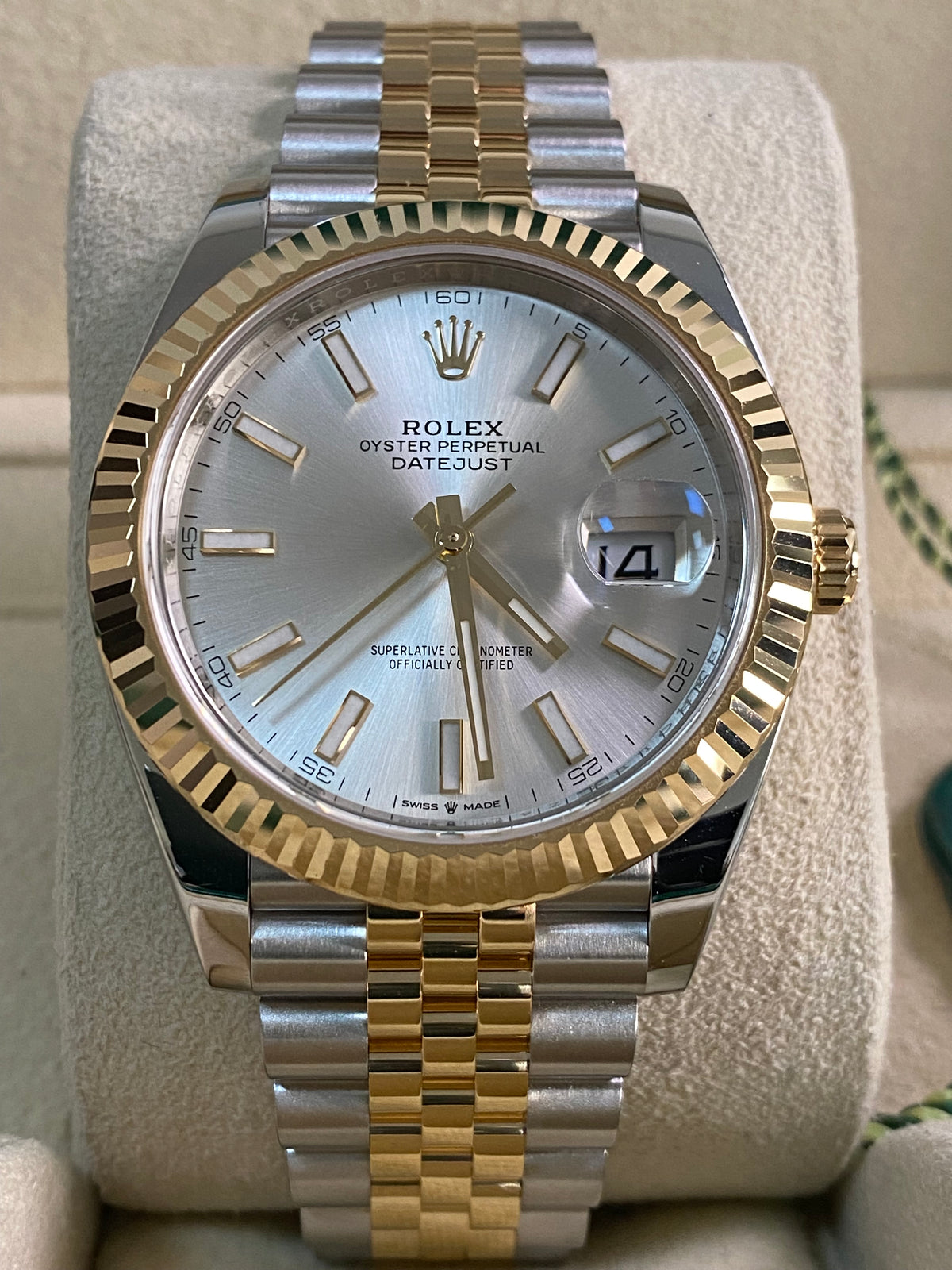 Rolex Steel and Yellow Gold Datejust 41 - 2024 - Fluted Bezel - Silver Index Dial - Jubilee Bracelet - 126333 *FULL SET*