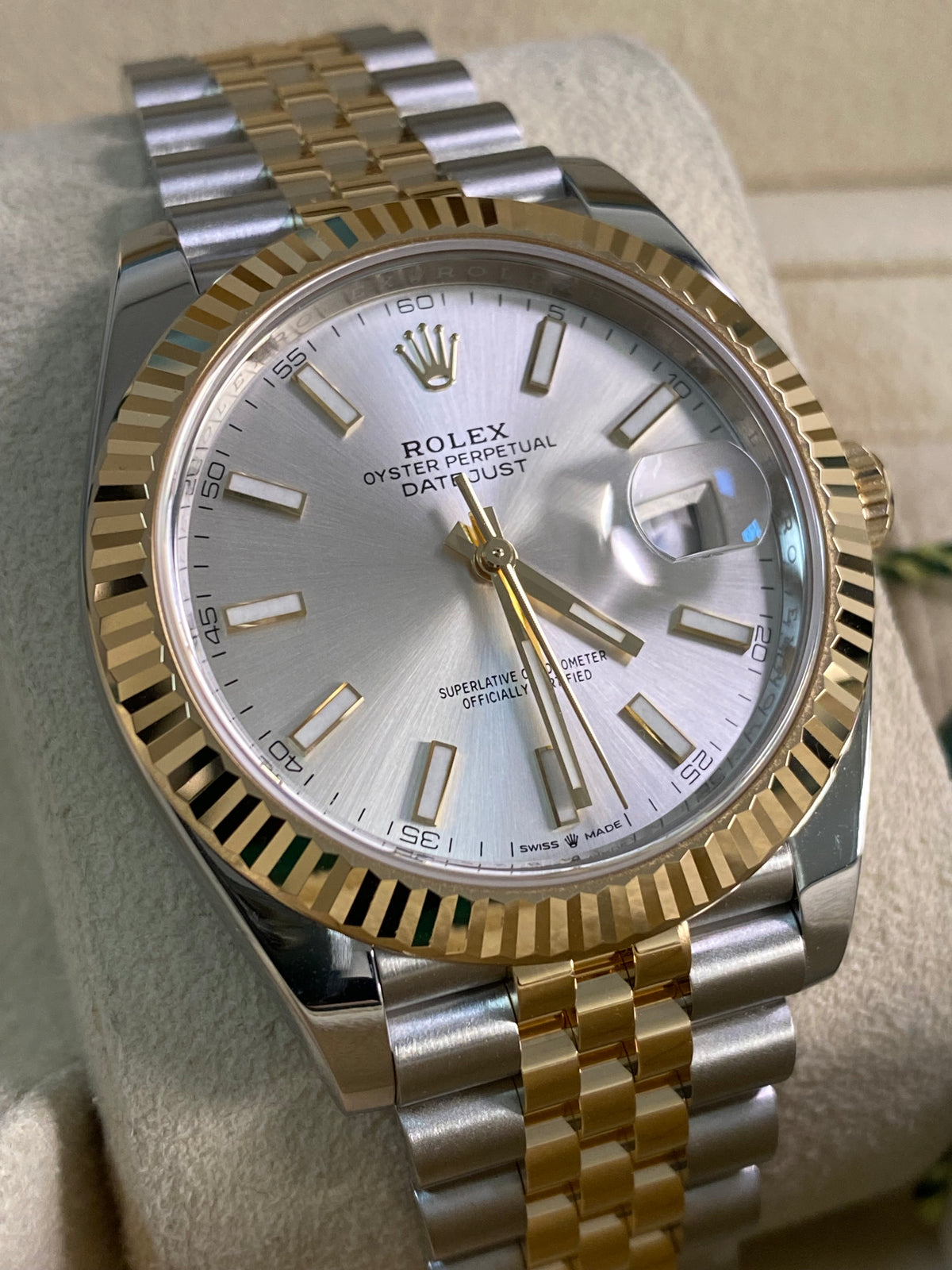 Rolex Steel and Yellow Gold Datejust 41 - 2024 - Fluted Bezel - Silver Index Dial - Jubilee Bracelet - 126333 *FULL SET*