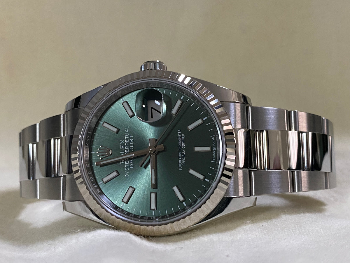 Rolex Steel Datejust 36 - 2023 - Fluted Bezel - Mint Green Dial - Oyster Bracelet - 126234