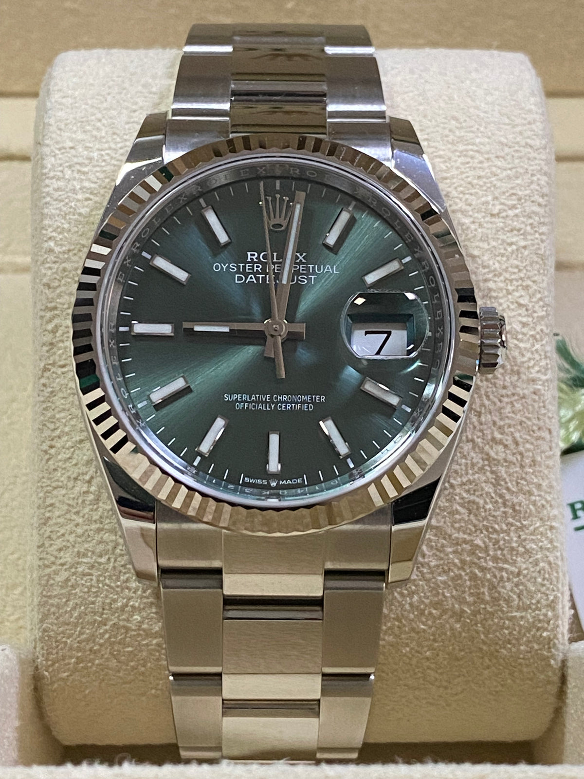 Rolex Steel Datejust 36 - 2023 - Fluted Bezel - Mint Green Dial - Oyster Bracelet - 126234