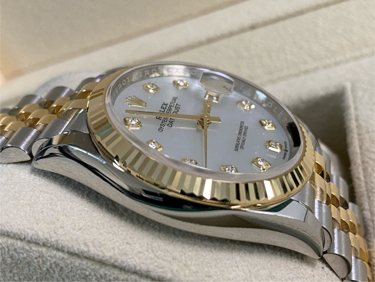 Rolex Yellow Gold Rolesor Datejust 36 - 2024 - Mother-Of-Pearl Diamond Dial - Jubilee Bracelet - 126233 *FULL SET*