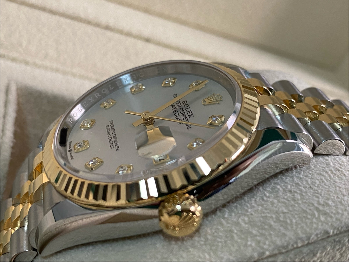 Rolex Yellow Gold Rolesor Datejust 36 - 2024 - Mother-Of-Pearl Diamond Dial - Jubilee Bracelet - 126233 *FULL SET*