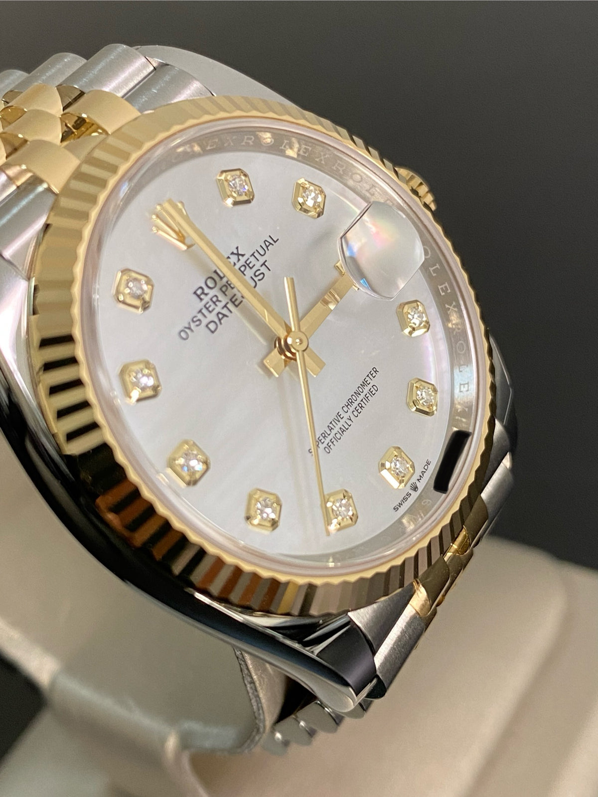 Rolex Yellow Gold Rolesor Datejust 36 - 2024 - Mother-Of-Pearl Diamond Dial - Jubilee Bracelet - 126233 *FULL SET*