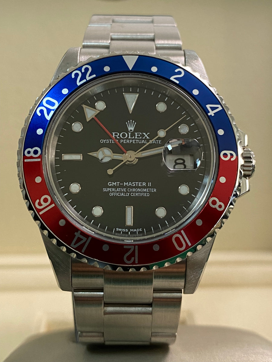 Rolex Steel GMT-Master II -  Z serial - "Pepsi" No Holes Case - 3186 Movement - Stick Dial - Oyster Bracelet - 16710 *FULL SET*