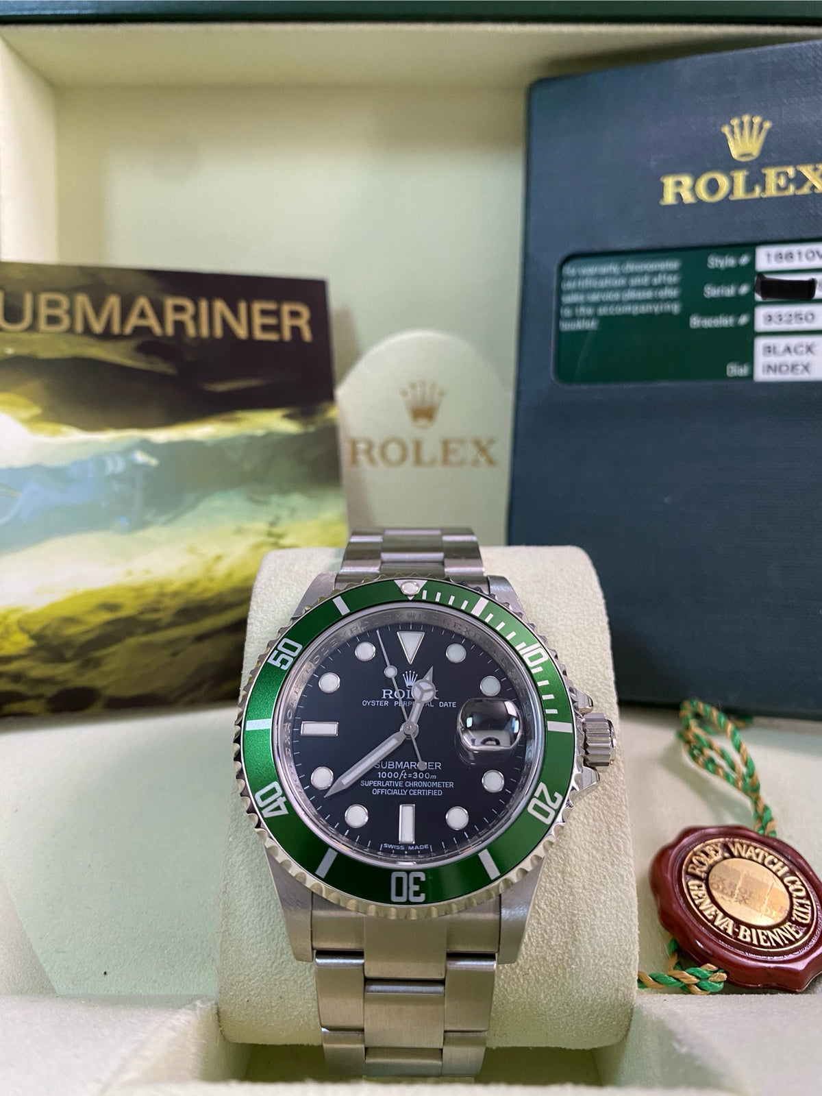 Rolex Steel Submariner Date - V serial - "Kermit" - Pre-Ceramic Bezel - 16610LV *UNPOLISHED*