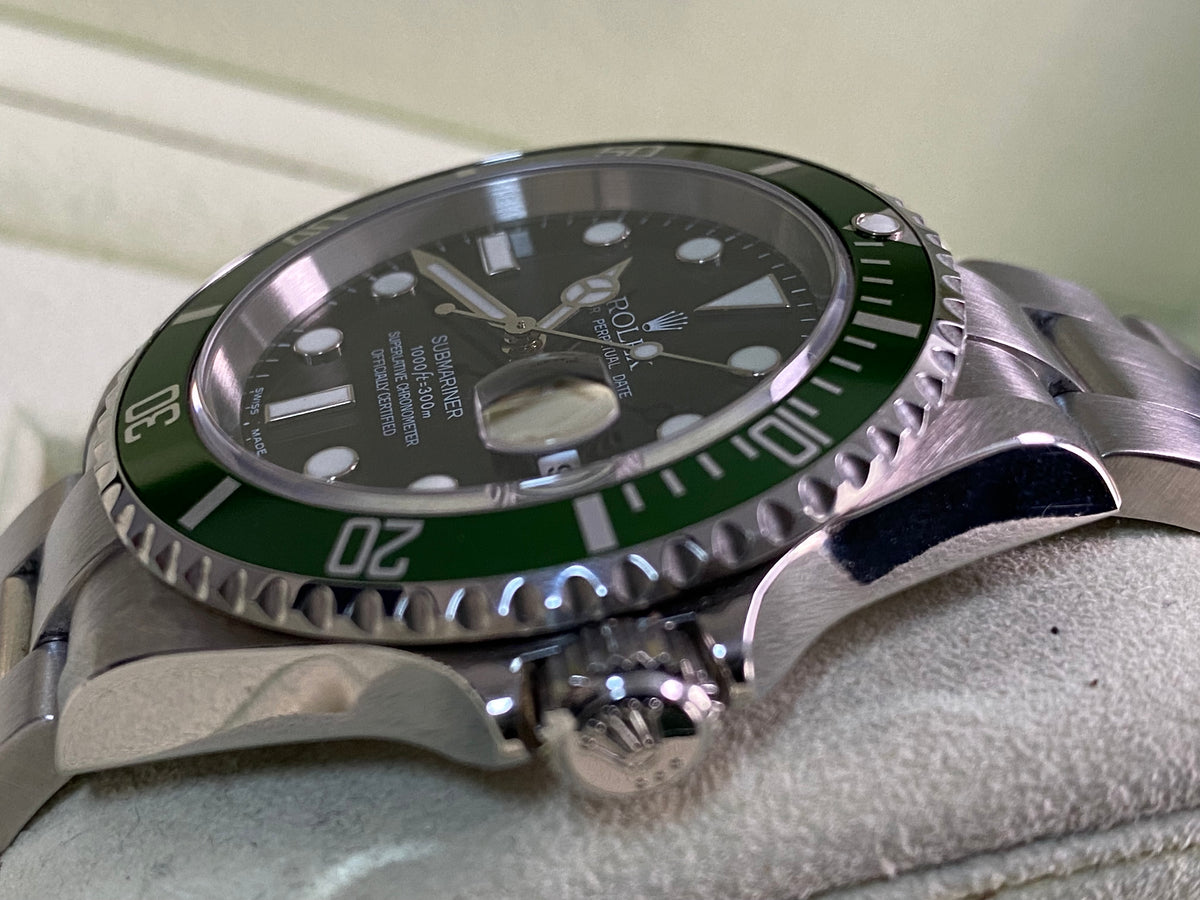 Rolex Steel Submariner Date - F serial - "Kermit" - Flat 4 Bezel - 16610LV *UNPOLISHED*