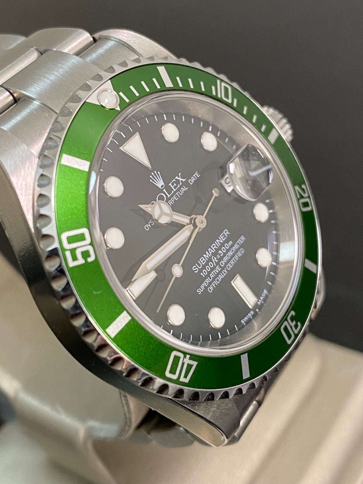 Rolex Steel Submariner Date - F serial - "Kermit" - Flat 4 Bezel - 16610LV *UNPOLISHED*