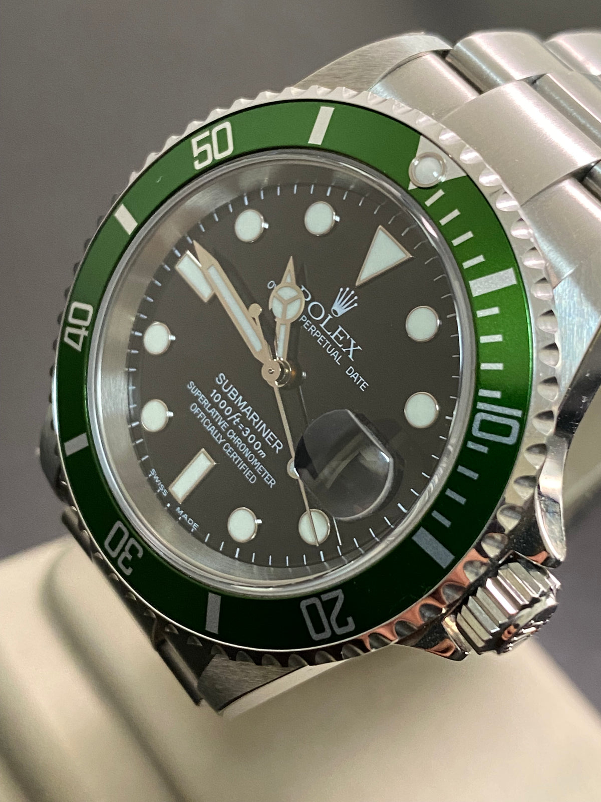 Rolex Steel Submariner Date - F serial - "Kermit" - Flat 4 Bezel - 16610LV *UNPOLISHED*