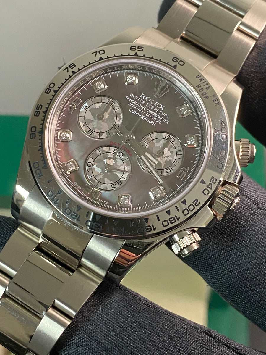 Rolex White Gold Cosmograph Daytona - 2016 - Tahitian Mother-Of-Pearl Diamond Dial - 116509 *UNPOLISHED*