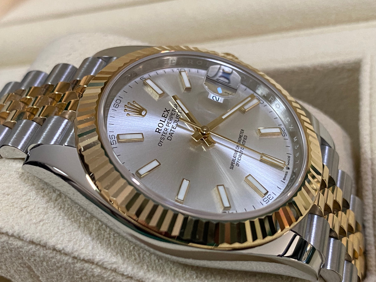 Rolex Steel and Yellow Gold Datejust 41 - Fluted Bezel - Silver Index Dial - Jubilee Bracelet - 126333