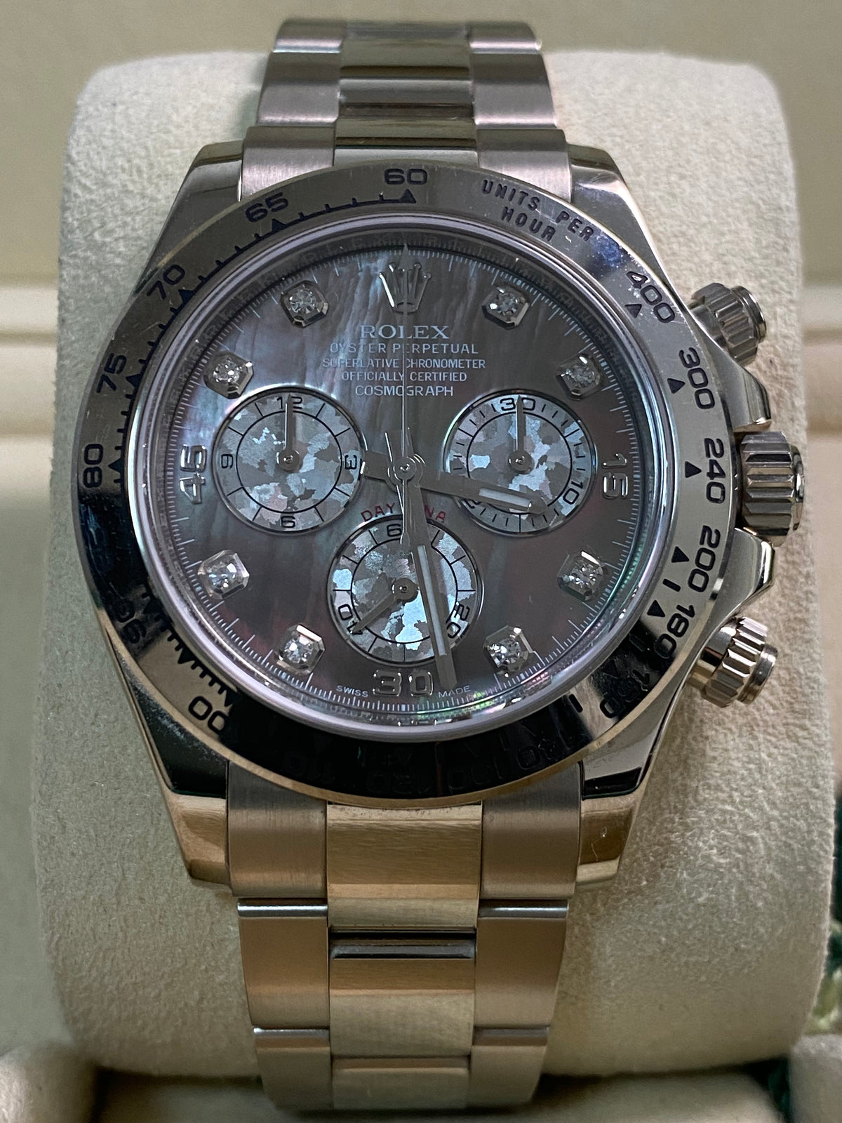 Rolex White Gold Cosmograph Daytona - 2016 - Tahitian Mother-Of-Pearl Diamond Dial - 116509 *UNPOLISHED*