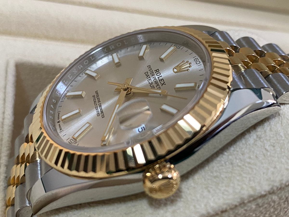 Rolex Steel and Yellow Gold Datejust 41 - Fluted Bezel - Silver Index Dial - Jubilee Bracelet - 126333