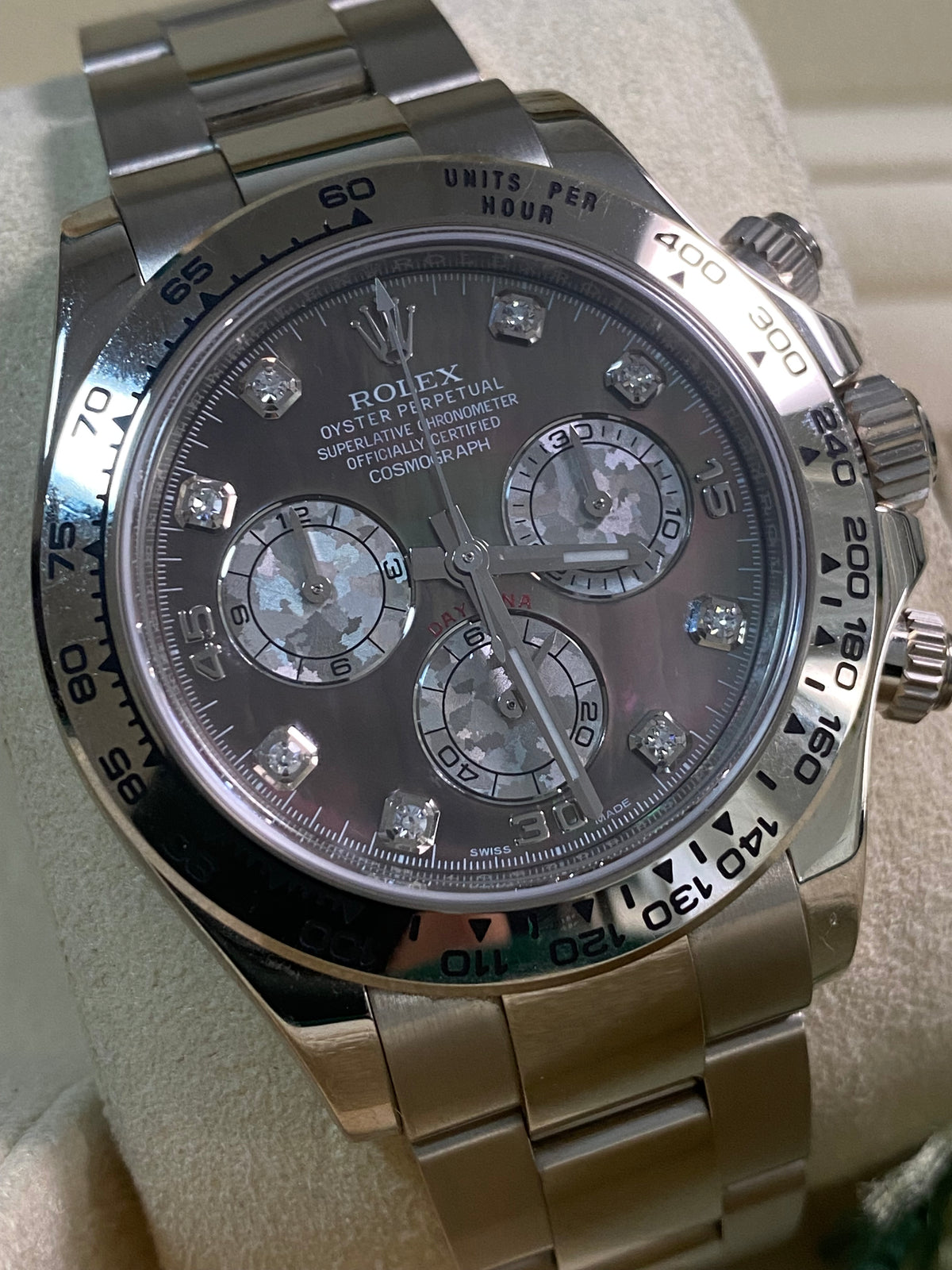 Rolex White Gold Cosmograph Daytona - 2016 - Tahitian Mother-Of-Pearl Diamond Dial - 116509 *UNPOLISHED*