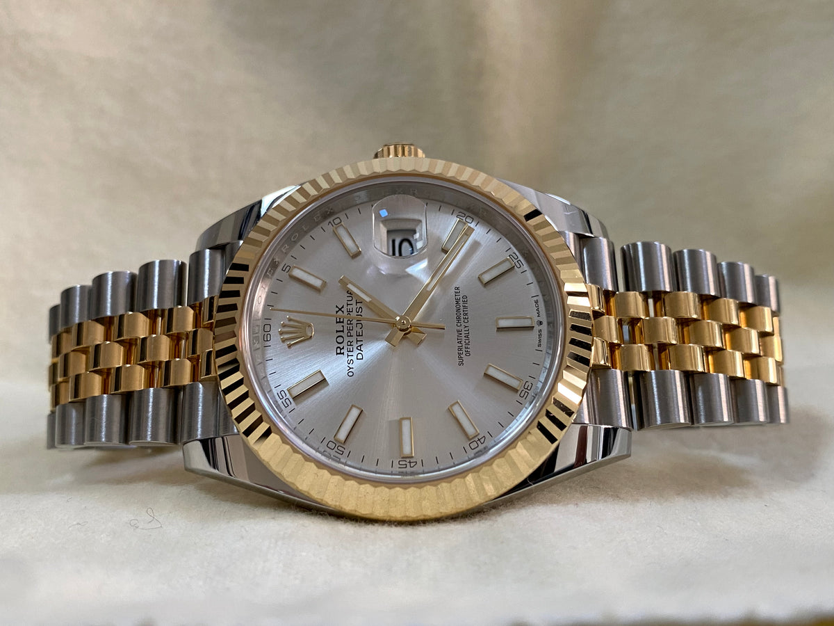 Rolex Steel and Yellow Gold Datejust 41 - Fluted Bezel - Silver Index Dial - Jubilee Bracelet - 126333