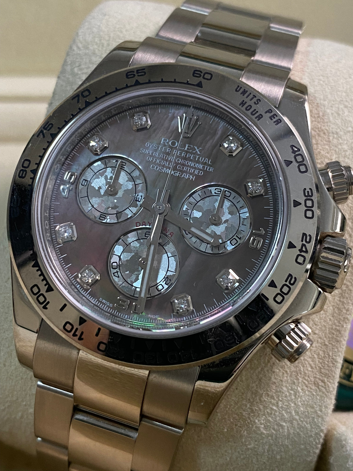 Rolex White Gold Cosmograph Daytona - 2016 - Tahitian Mother-Of-Pearl Diamond Dial - 116509 *UNPOLISHED*