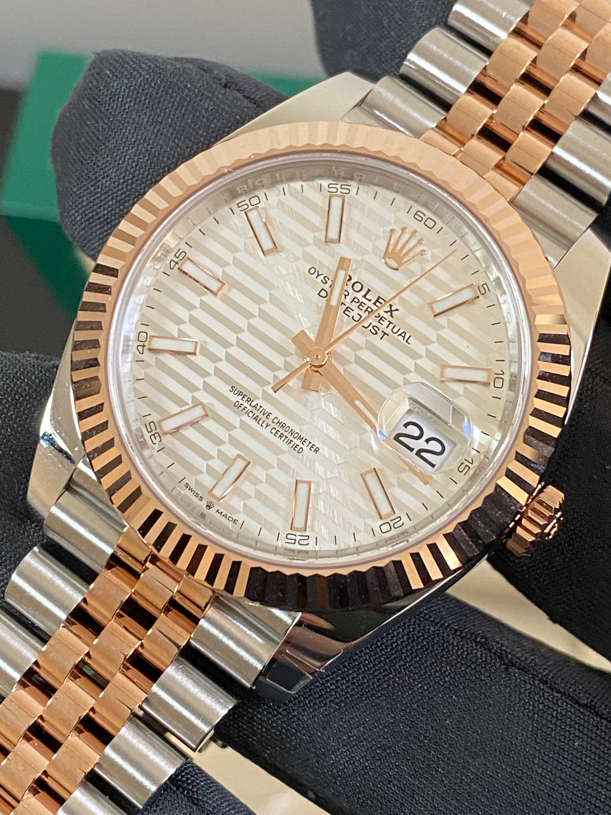 Rolex Steel and Everose Gold Datejust 41 - 2023 - Fluted Bezel - Silver Fluted-Motif Dial - Jubilee Bracelet - 126331