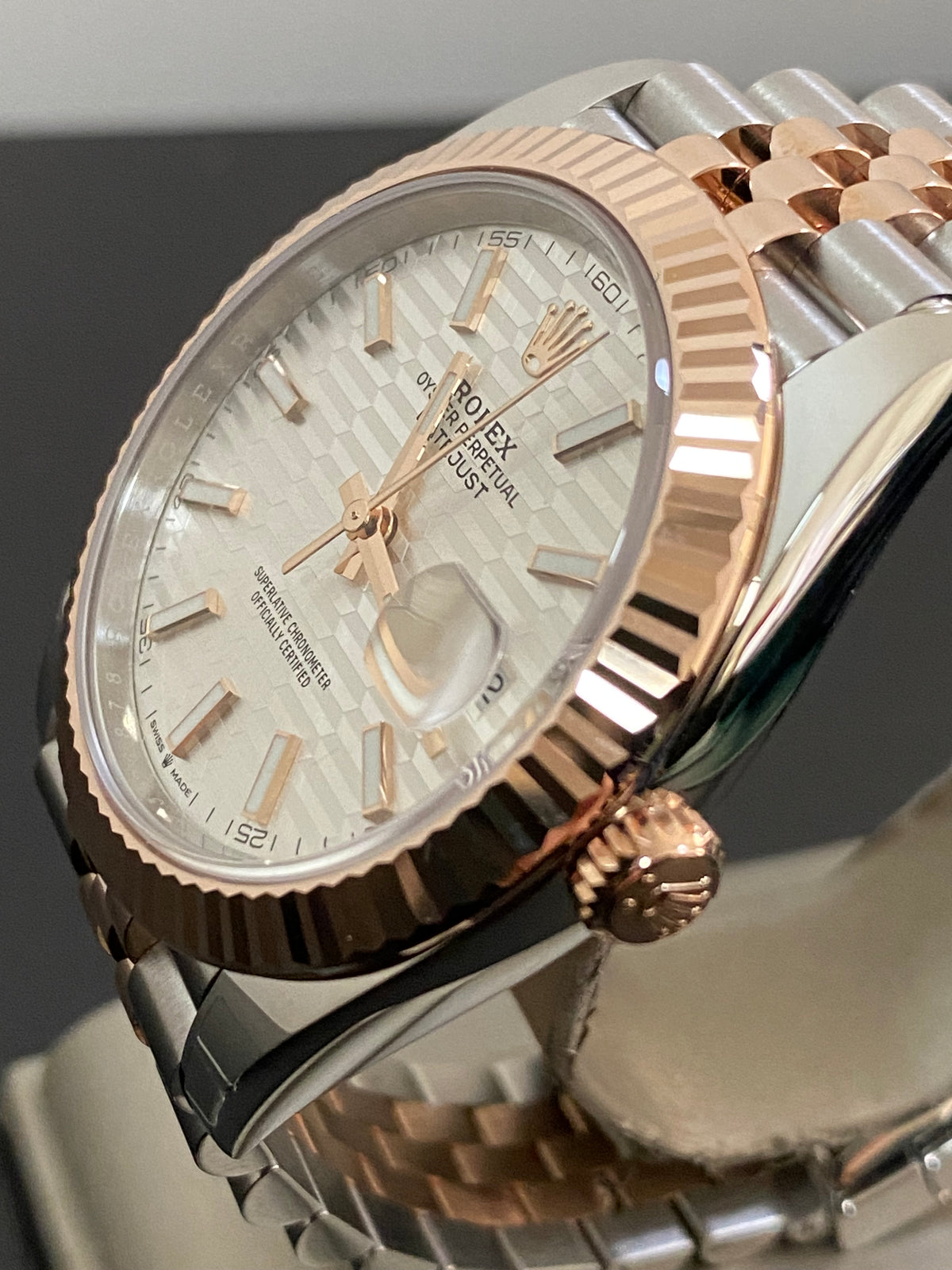 Rolex Steel and Everose Gold Datejust 41 - 2023 - Fluted Bezel - Silver Fluted-Motif Dial - Jubilee Bracelet - 126331