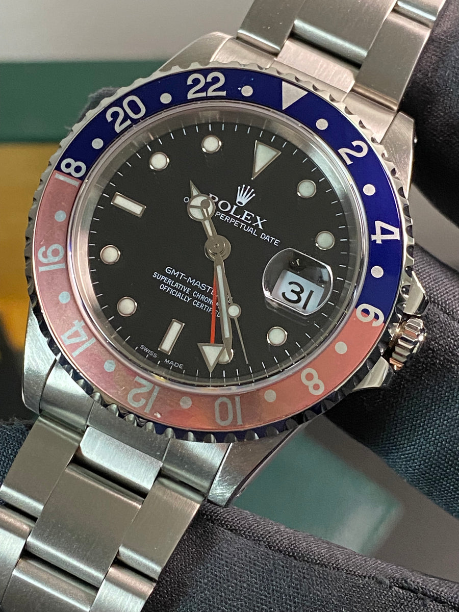 Rolex Steel GMT-Master II -  A serial - "Pepsi" Ghost Bezel - Oyster Bracelet - 16710 *FULL SET*