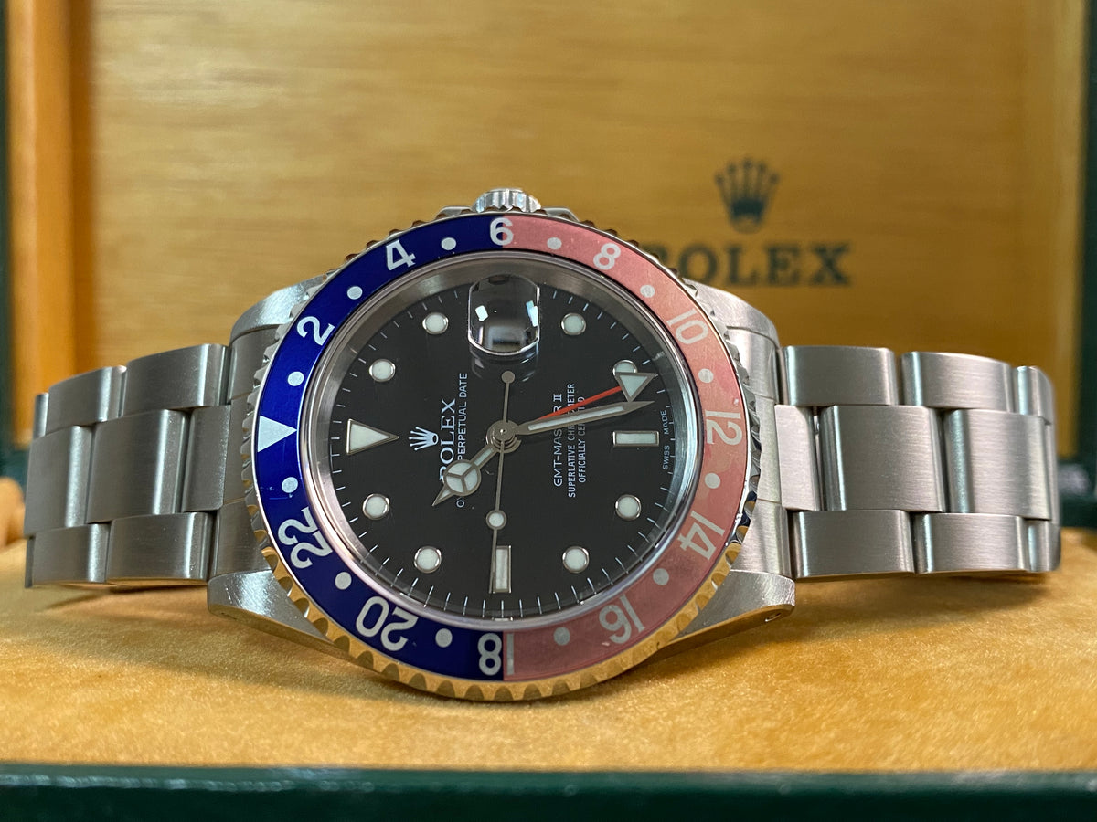 Rolex Steel GMT-Master II -  A serial - "Pepsi" Ghost Bezel - Oyster Bracelet - 16710 *FULL SET*