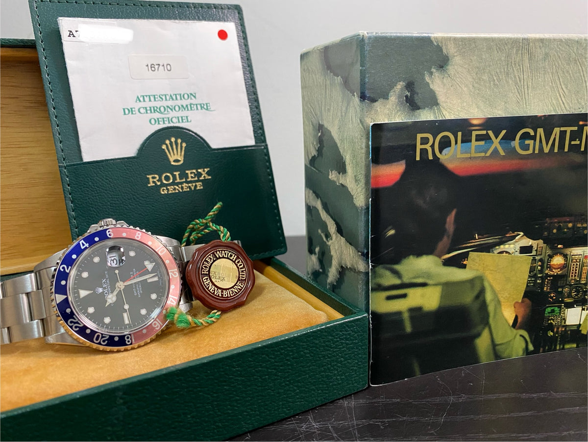 Rolex Steel GMT-Master II -  A serial - "Pepsi" Ghost Bezel - Oyster Bracelet - 16710 *FULL SET*