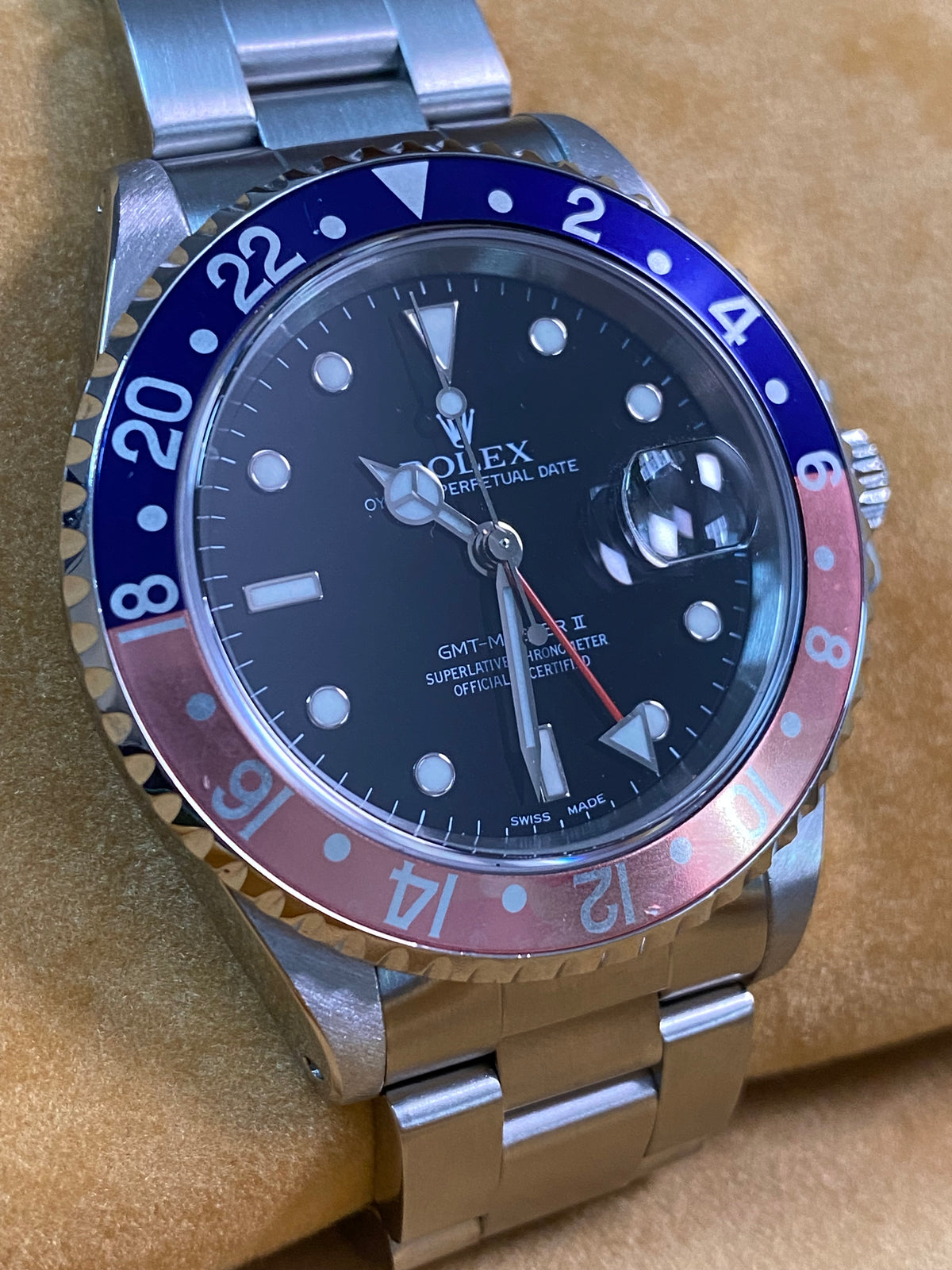 Rolex Steel GMT-Master II -  A serial - "Pepsi" Ghost Bezel - Oyster Bracelet - 16710 *FULL SET*