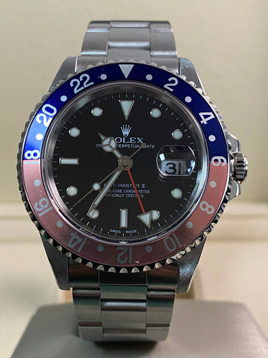 Rolex Steel GMT-Master II -  A serial - "Pepsi" Ghost Bezel - Oyster Bracelet - 16710 *FULL SET*