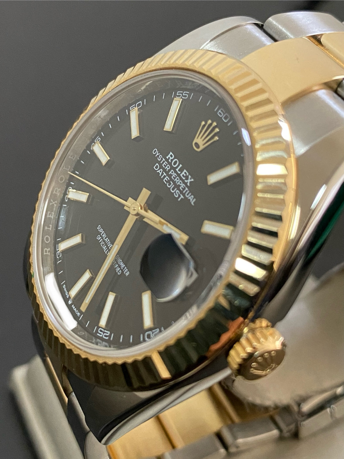 Rolex Steel and Yellow Gold Datejust 41 - 2021 - Fluted Bezel - Black Index Dial - Oyster Bracelet - 126333