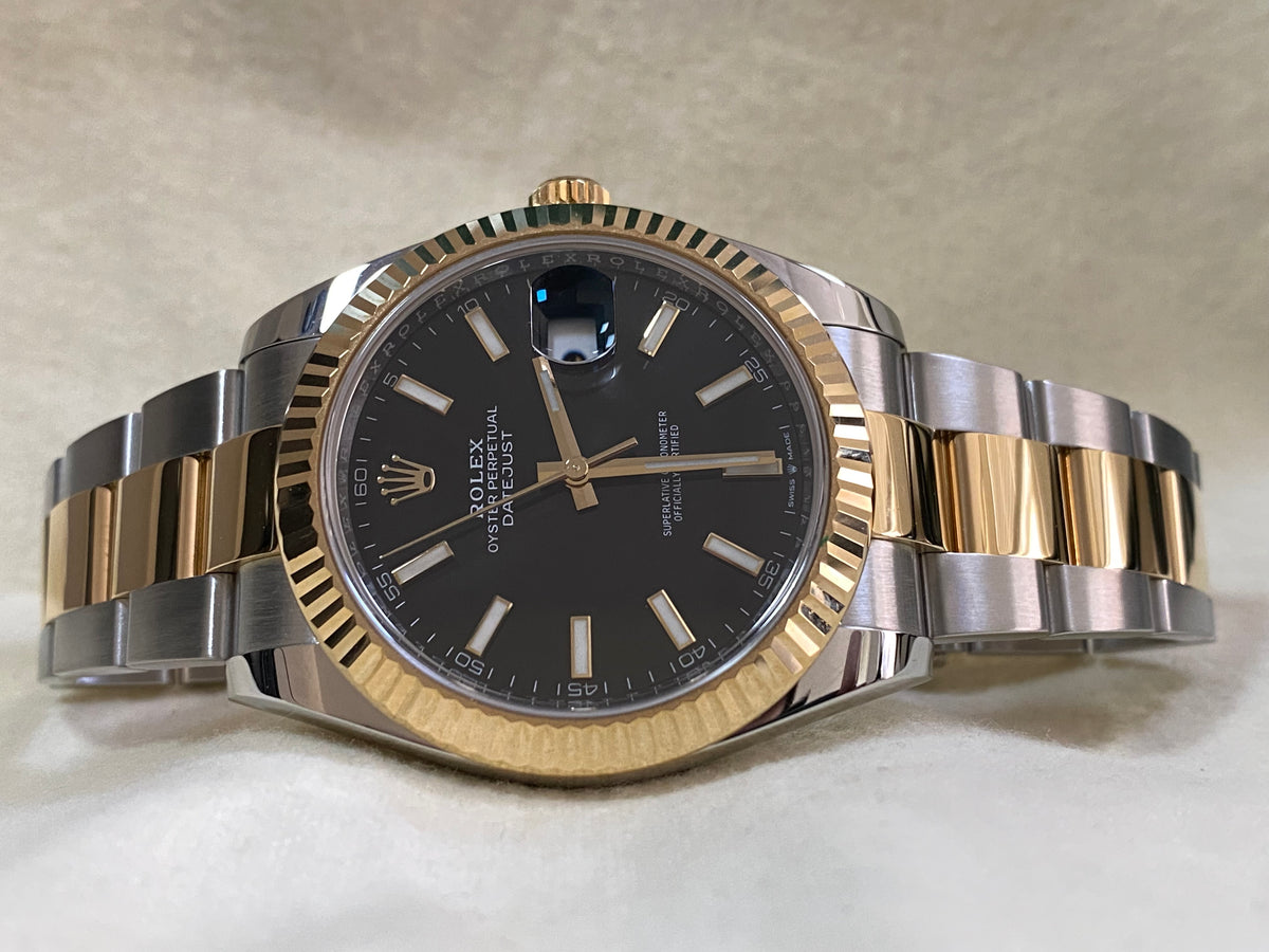 Rolex Steel and Yellow Gold Datejust 41 - 2021 - Fluted Bezel - Black Index Dial - Oyster Bracelet - 126333