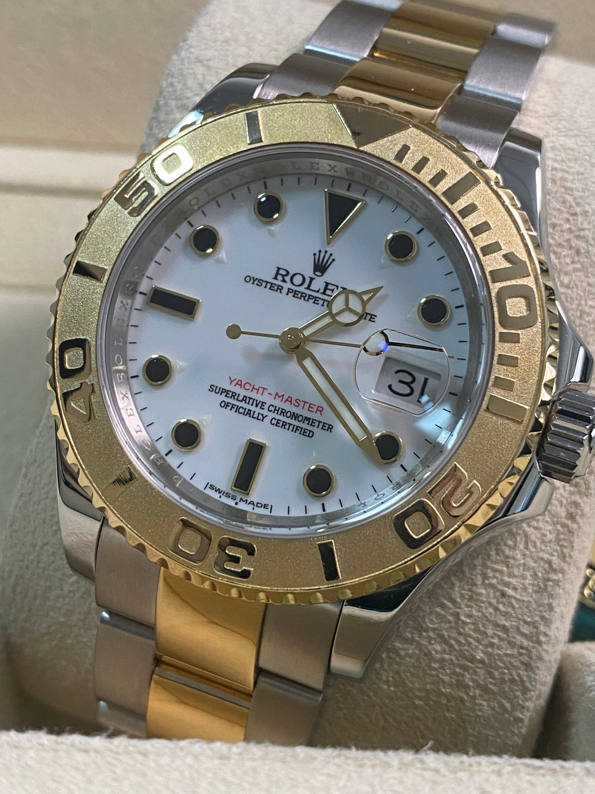 Rolex Steel and Yellow Gold Yacht-Master 40 - White Dial - 16623