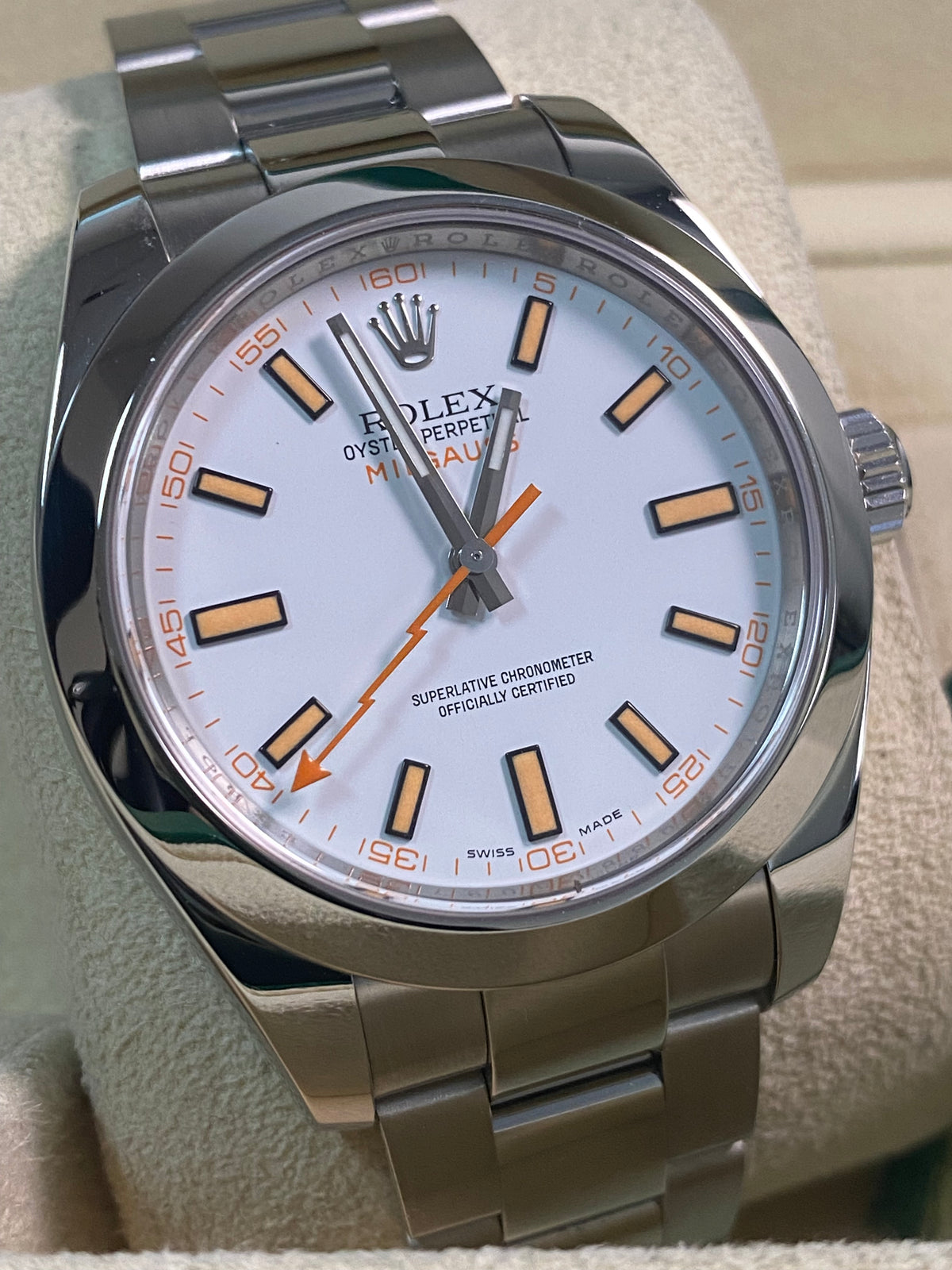 Rolex Milgauss - 2014 - White Dial & Orange Accents - 116400 *FULL SET*