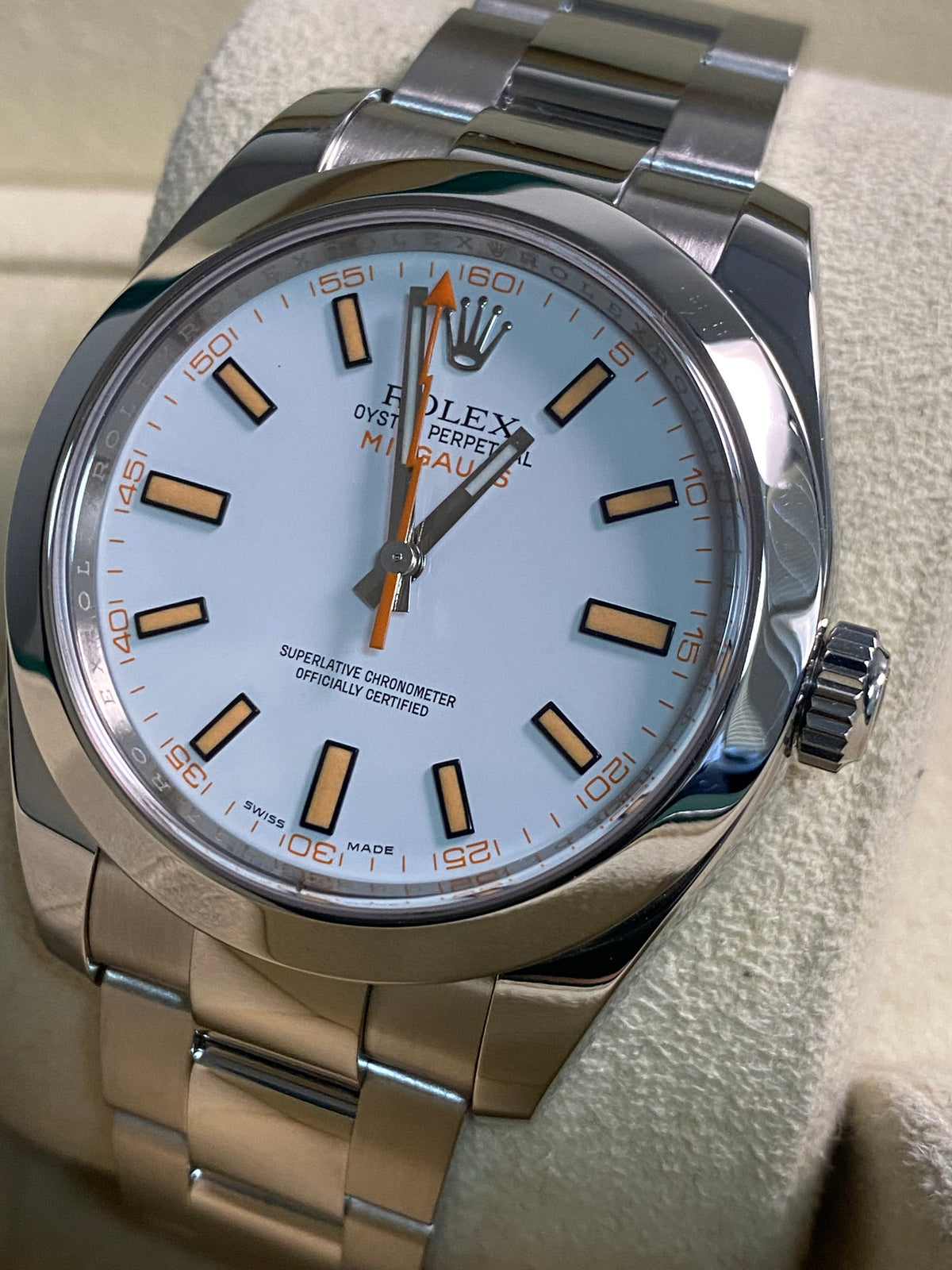 Rolex Milgauss - 2014 - White Dial & Orange Accents - 116400 *FULL SET*