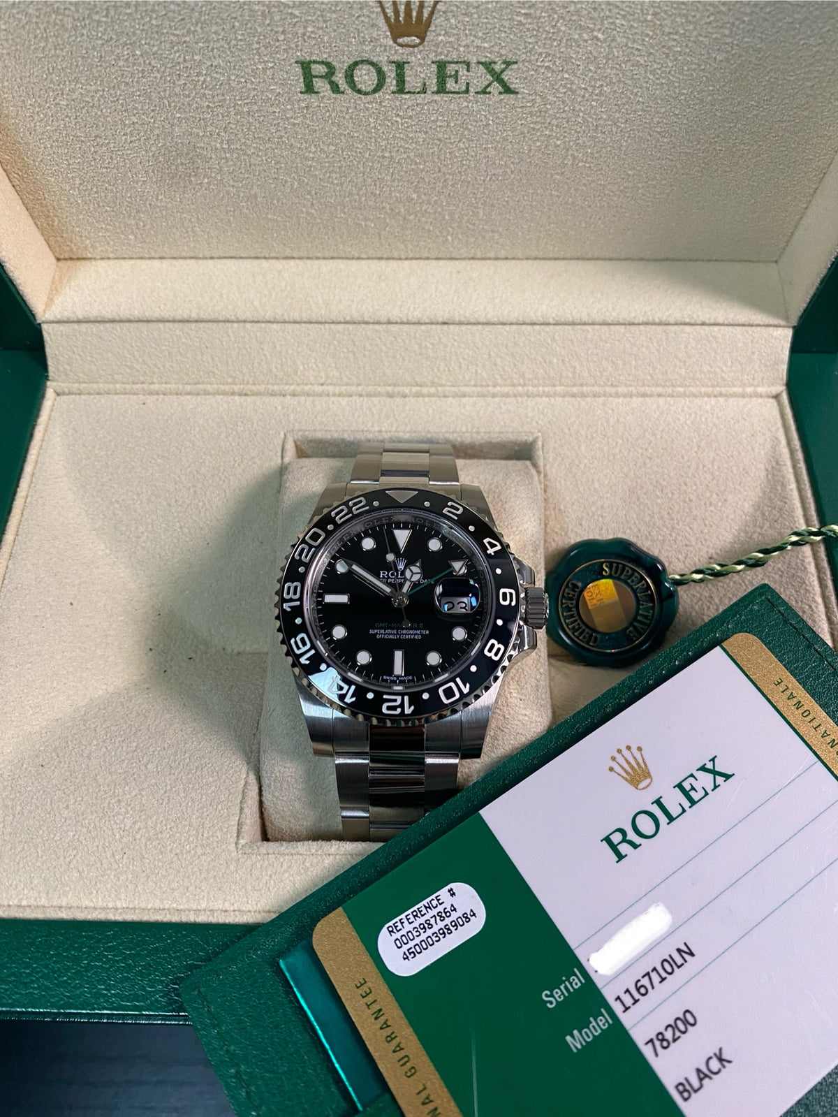 Rolex Steel GMT-Master II - 2018 - Black Bezel - Black Dial - Oyster Bracelet - 116710LN *FULL SET*